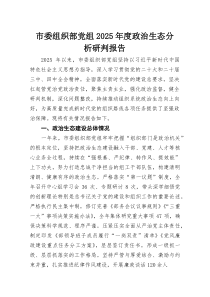 市委组织部党组2025年度政治生态分析研判报告(材料)