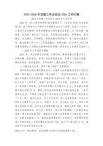 2025-2026年党建工作总结及2026工作打算