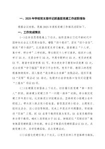 2025年学校党支部书记抓基层党建工作述职报告范文