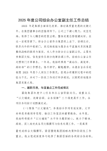 2025年度公司综合办公室副主任工作总结