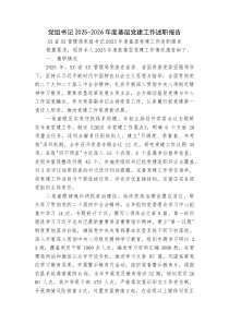 党组书记2025-2026年度基层党建工作述职报告