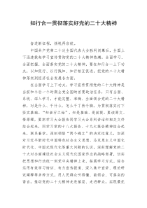 知行合一贯彻落实好党的二十大精神