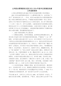 公司综合管理部党支部2025-2026年度书记抓基层党建工作述职报告