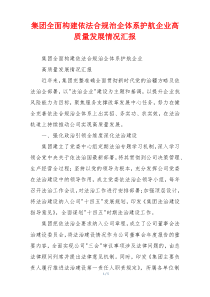 集团全面构建依法合规治企体系护航企业高质量发展情况汇报