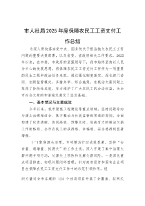 市人社局2025年度保障农民工工资支付工作总结