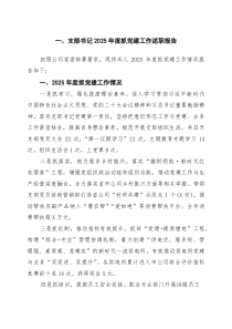 支部书记2025年度抓党建工作述职报告（优秀）