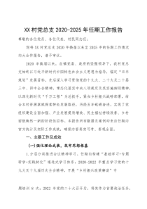 村党总支 2020-2025 年任期工作报告