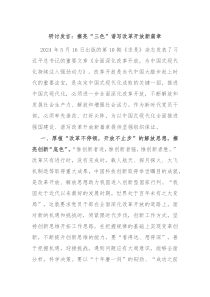 研讨发言擦亮三色谱写改革开放新篇章