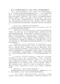 (整理)县人大常委会党组关于2025年度工作情况的报告