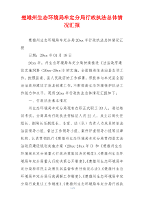 楚雄州生态环境局牟定分局行政执法总体情况汇报