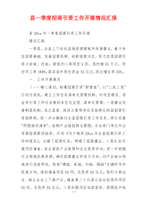县一季度招商引资工作开展情况汇报
