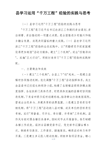 县学习运用“千万工程”经验的实践与思考