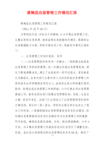 黄梅县应急管理工作情况汇报