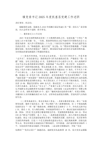 (整理)镇党委书记2025年度抓基层党建工作述职
