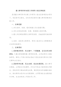 重大事项科学决策工作领导小组议事规则