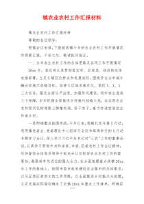 镇农业农村工作汇报材料