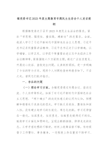 镇党委书记20XX年度主题教育专题民主生活会个人发言提纲