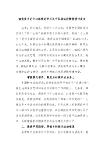 镇党委书记中心组理论学习关于弘扬法治精神研讨发言