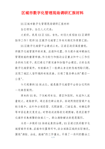 区城市数字化管理现场调研汇报材料