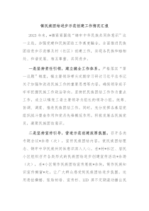 镇民族团结进步示范创建工作情况汇报