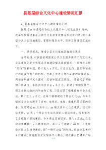 县基层综合文化中心建设情况汇报