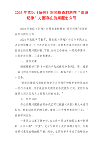 2025年党纪《条例》对照检查材料在“组织纪律”方面存在的问题怎么写