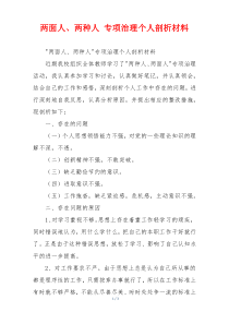 两面人、两种人 专项治理个人剖析材料