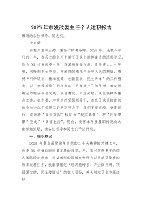 (新编)2025年市发改委主任个人述职报告