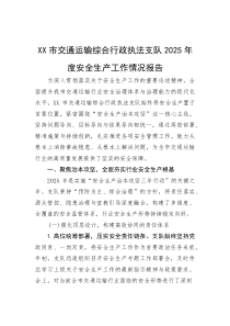 (新编)交通运输综合行政执法支队2025年度安全生产工作情况报告