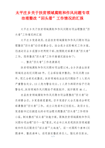 太平庄乡关于扶贫领域腐败和作风问题专项治理整改“回头看”工作情况的汇报