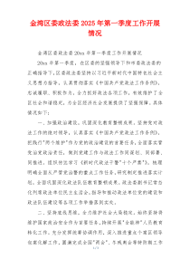 金湾区委政法委2025年第一季度工作开展情况