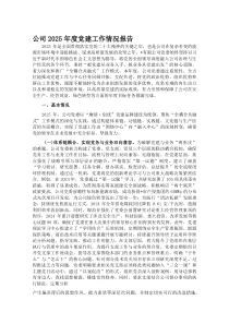 (新编)公司2025年度党建工作情况报告