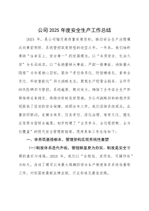 (新编)公司2025年度安全生产工作总结