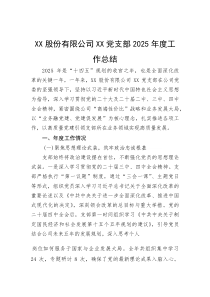 (新编)公司党支部2025年度工作总结