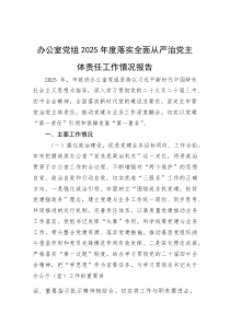 (新编)办公室党组2025年度落实全面从严治党主体责任工作情况报告