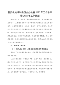 (新编)县编办2025年工作总结暨2026年工作计划