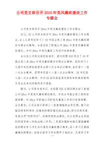 公司党支部召开2025年党风廉政建设工作专题会