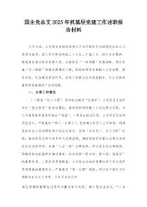 (新编)国企党总支2025年抓基层党建工作述职报告材料