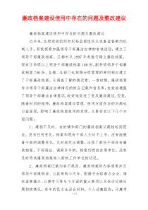 廉政档案建设使用中存在的问题及整改建议