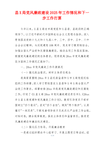 县X局党风廉政建设2025年工作情况和下一步工作打算