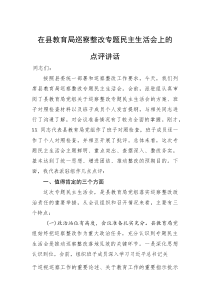 (新编)在县教育局巡察整改专题民主生活会上的点评讲话