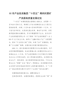 (新编)市产业投资集团“十四五”期间托管矿产资源高质量发展纪实