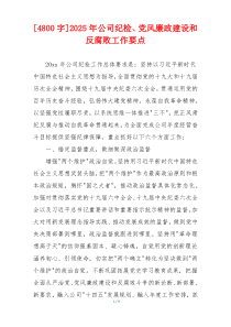 [4800字]2025年公司纪检、党风廉政建设和反腐败工作要点