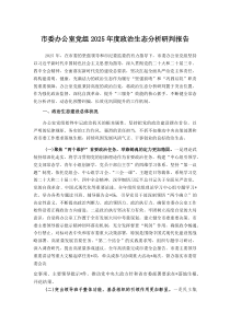 (新编)市委办公室党组2025年度政治生态分析研判报告