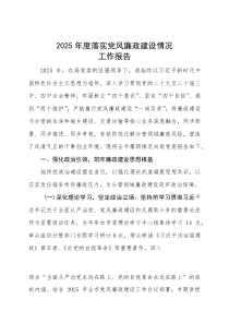 (新编)市局领导班子成员2025年度落实党风廉政建设情况工作报告