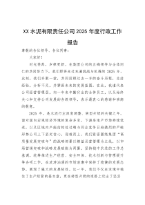 (新编)水泥有限责任公司2025年度行政工作报告
