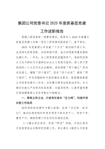 (新编)集团公司党委书记2025年度抓基层党建工作述职报告