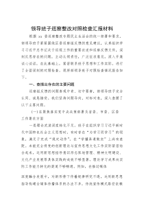 (新编)领导班子巡察整改对照检查汇报材料