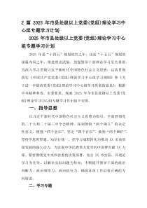 (整理)2025年市县处级以上党委（党组）理论学习中心组专题学习计划2篇材料