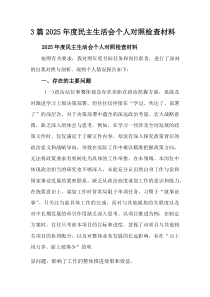 (整理)2025年度民主生活会个人对照检查材料3篇